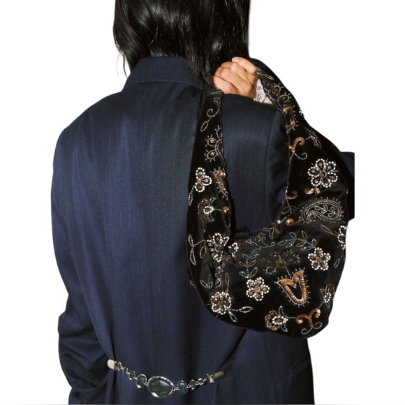 NWT Free People Nashville Nights Black Boho Beaded Bag / Purse - Picture 1 of 4